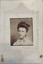 Original Old Vintage Cabinet Card Picture Young Lady White Dress 2