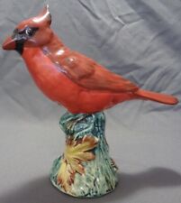 Vintage Stangl Pottery Birds Deep Red Cardinal on Tree or Stump 3444 or 5444 picture