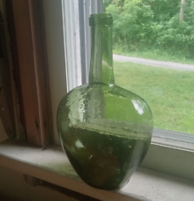PONTILED KIDNEY SHAPED SMALL DEMIJOHN LIQUOR BOTTLE WITH LONG NECK 1860s picture