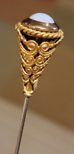 Antique Art Nouveau Ornate Brass or Copper Opal Hatpin Fancy Open Filigree Work  picture
