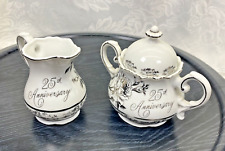 Vintage Norcrest 25th Anniversary Gift Sugar & Creamer Set Porcelaine Chatillon picture