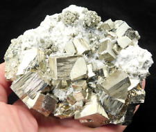 BIG PYRITE Crystal CUBE Cluster with Druzy Quartz Crystals Peru 1090gr picture