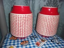 Pair of FTD Retro ceramic Red & White basket weave vases picture