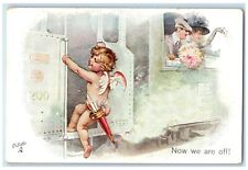 c1910's Cupid Angel Wedding Now We Are Off Oilette Tuck's Antique Postcard picture
