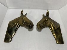 Vintage MCM Brass Wall Hanging Horse Head Pair Left & Right picture