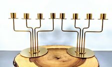  (Pair) IKEA ornate gold brass Candelabra Candle Holder - 1990's picture