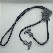 RARE Disney Cowboy Mickey Mouse Pewter Bolo Tie Western Boot country VINTAGE 80s picture