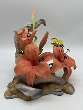 Vtg Boehm Porcelain FLOWER Sculpture Lillies With Butterfly 1982 #281 As Is Read picture