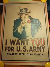Vintage 1967 Vietnam Era Uncle Sam I Want You for US Army Flagg Poster | 30 x 40 picture