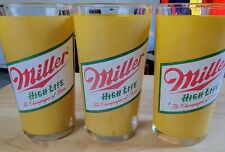 Vintage Set of 3 Miller High Life Champagne of Beer Advertising 10oz Bar Glasses picture