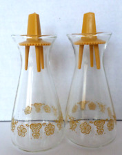 Vintage Pyrex Glass Salt & Pepper Shakers Butterfly Gold - Clear picture
