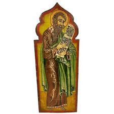 Vintage Russian Icon Noah Tablet Scroll Wood Hand Painted Russia Religious picture