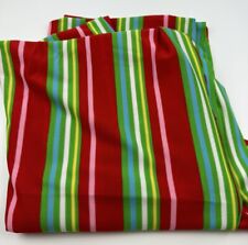 Vtg 60s 70s Polyester Knit Fabric Striped Red Green Yellow Blue 128”x118” 3+ Yrd picture