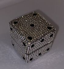 Judith Leiber 1 Single Dice Full Crystals Silver Tone Small Pill Box Trinket NEW picture