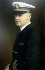 WWI Era US Navy Medical Officer Photo Dress Blue Uniform Hand Colored 1920s picture