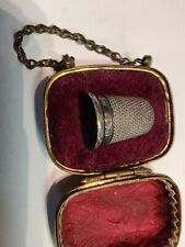 antique sterling silver thimble And Case picture