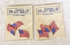 MIP Vintage Patriotic America Flag Gummed Seals Stickers 2 Packs July 4th 72 Pc picture