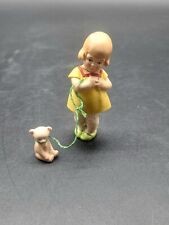Antique German All Bisque Girl with Bear Figurine 3
