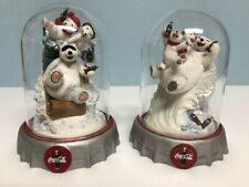  1996 Franklin Mint Domed Coca Cola Polar Bears Numbered Lot/2 Sledding/Delivery picture