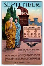 1911 September Roman Calendar Hat Fashion Millinery Advertising Antique Postcard picture