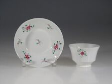 British Handleless Pink Daisy Tea Cup & Saucer c.1850 picture