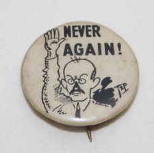 RARE old Tokio Cigarettes Never Again Anti Adolf Hitler Advertising Pinback Pin picture