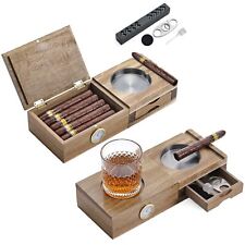 Joyoldelf Cigar Humidor Solid Wood Cigar Set Ashtray,5-In-1 Cigar Humidor Box... picture