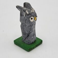 One Of A Kind Small Unique Hand Carved & Painted Wooden Owl Figurine on a Base picture
