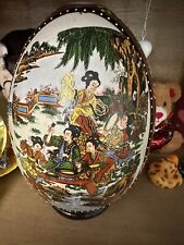 vintage large asian satsuma porcelain egg on picture