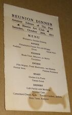 1911 Reunion Dinner Amateur Editors of The Past - Boston Art Club MENU/SPEAKERS picture
