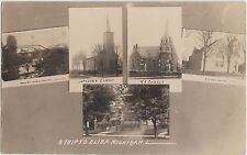 Ohio Real Photo RPPC Postcard 1909 ELIDA Error Churches Ottawa River Bridge picture