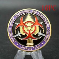 10PC Zombie Eradication and Containment Command Challenge Coin Gold Plate picture