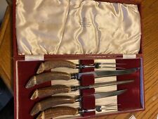 Vintage Harrison BrosSheffield Knife Stag Meat Carving Set. Good Condition. picture