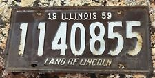 Vintage Illinois 1959 Vehicle License Plate/Tag Raised White #’s Letters picture