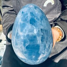 7.15LB TOP Natural Blue crystal Quartz carved crystal decoration egg healing picture