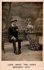 Look What the Sun's Brought Out, Courting Couple, Humor 1907 RPPC Postcard picture