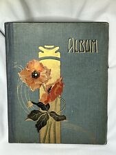 Antique Postcard Photo Storage Book Album ~ Victorian Style Flowers ~ EMPTY picture