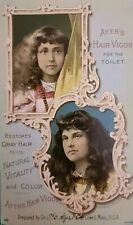 Victorian Trade Card Ayer's Hair Vigor Lowell, MA Two Beautiful Young Women picture