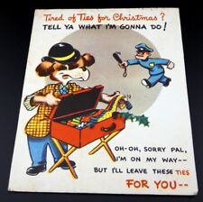 Vintage 1948 Christmas Police Man Chasing Sales Guy Card A Novo Laugh - Unused picture