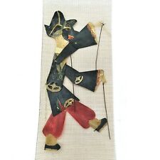 Vintage Chinese Translucent Leather Stick Shadow Puppet Dog Man Mounted on Mesh picture