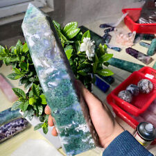 Huge Moss Agate Crystal Tower, Natural Large Moss Agate Crystal Point picture