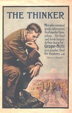 1918 Grape Nuts Cereal Antique Print Ad WWI Era A Master Food For Thinkers Rodin picture