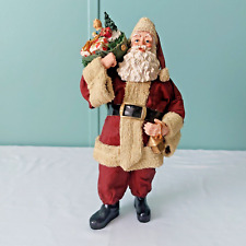 Vtg 1990's Fabric Mache Santa Standing w/toy Sack Windsor 10