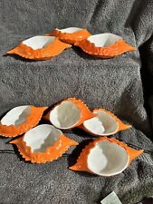 Set of 8 Mid Century Modern Porcelain Crab Shell Dishes Oven Save picture