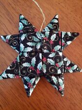 Scandinavian Fabric Star, Handmade Decorative Ornament, Holly & Berries picture