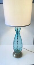 VTG  Murano Glass Blue Italian Table Lamp Italy MCM 1960’s picture