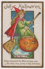 Jolly Halloween Embossed Post Card Series #226C. Post Card Has Glitter Add On picture