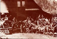 CONTINENTAL SIZE POSTCARD REPRODUCTION STAGECAOCHES MEETING CENTRAL PAC RR 1867 picture