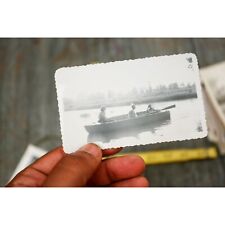 Kids in a Boat of the Middle of a Lake 1950s Vintage Snapshot Photo picture