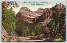 Glacier Nat'l Park Montana~Mount Oberlin~Going to The Sun Highway~Handcolored PC picture